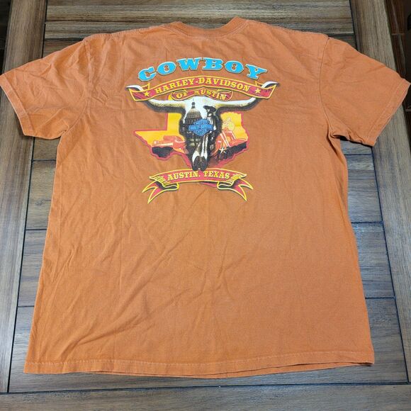 Harley Davidson Graphic Tee Austin Tx Rust Brown - Picture 2 of 5